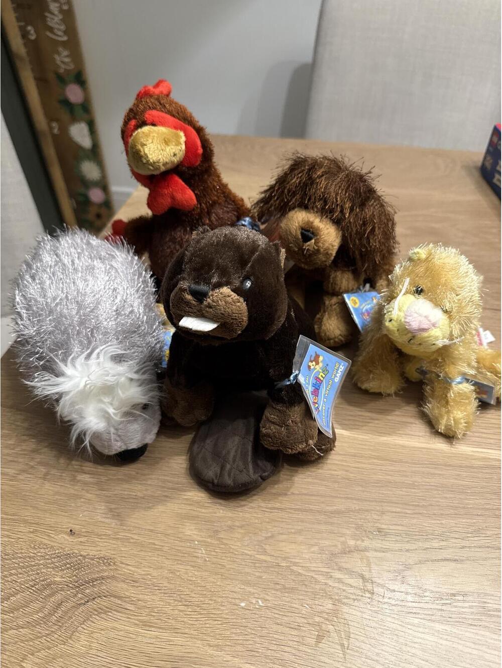 Lot of 5 Vintage Ganz Webkinz- WITH CODES-🦫🐔🐶, lionesses and porcupine